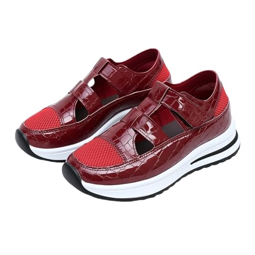 Baskets Mary Jane bordeaux effet croco et mesh premium pour femme en 39