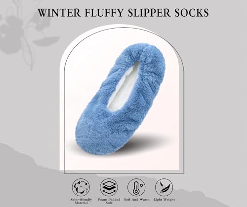 Image of Keyela Women's Ballerina Slippers,Non-Slip Bedroom Slippers Socks | Soft fuzzy slipper socks for ladies Indoor home slippers Cozy sock slippers Ballet Slippers