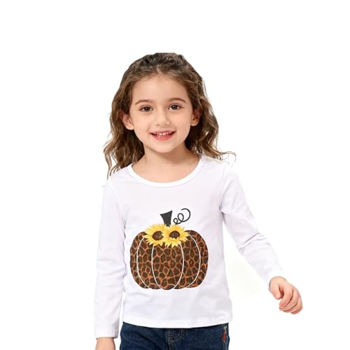 Image of Thanksgiving Toddler Girls T-Shirts Turkey Long Sleeve Shirts Kids T Shirts Cotton Girls Summer Tops 3-8Y