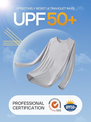 Image of IUGA Rash Guard for Women UPF 50+ SPF UV Protection Long Sleeve Workout Tops with Pockets Dry Fit Hiking Swim Shirt