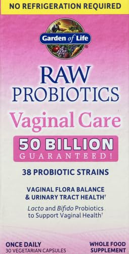 Image of Garden of Life Raw Probiotics Vaginal Care - 50 Billion CFU - 38 Probiotic Strains - Supports Vaginal & Urinary Tract Health - Shelf Stable - 30 Vegetarian Capsules (Pack of 6)