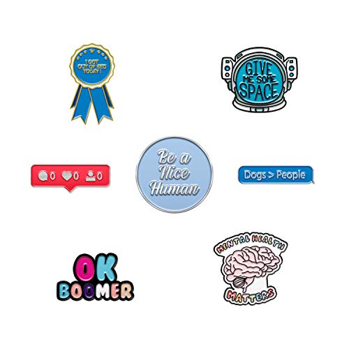 Introvert Enamel Pins for Backpacks - Enamel Pin Set by The Carefree Bee | Cute Pins for Jackets Bulk Enamel Pins Pack Funny Pins Backpack Pins (Set 7)