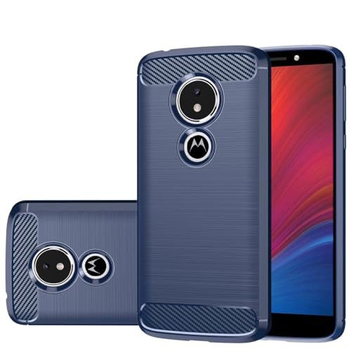 Gufuwo Case for Moto G6 Play Case, Motorola E5 Case, Slim Thin Carbon Fiber Phone Case TPU Soft Back Cases Anti-Scratch Shockproof Protective Cover for Motorola Moto E5 Blue