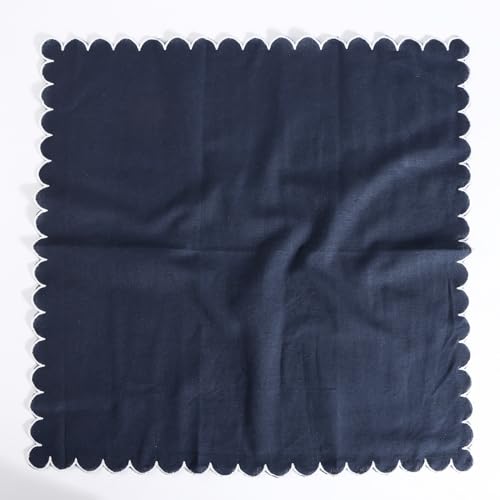 Image of FINGERCRAFT Scallop Edge Cloth Napkins | Set of 6 | 20x20 Inches | 100% Cotton | Table Napkins for Any Occasion | Washable, Perfect for Parties and Everyday Use (Navy Flax, Set of 6)