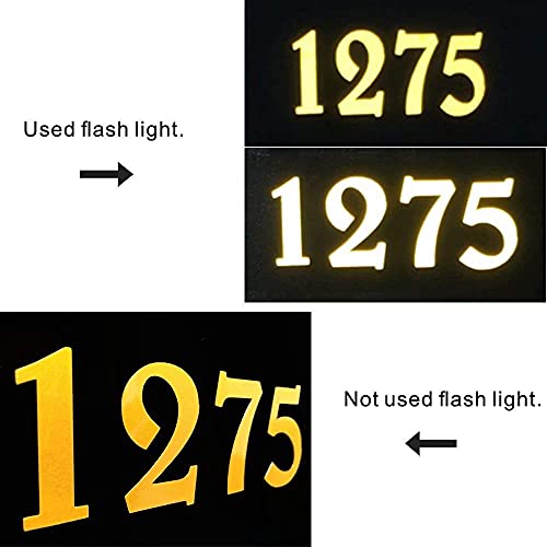 Diggoo Reflective Yellow Mailbox Numbers Sticker Decal Die Cut Elegant Style Vinyl Number 2" Self Adhesive 4 Sets For Mailbox, Signs, Window, Door, Cars, Trucks, Home, Business, Address Number #TOP2