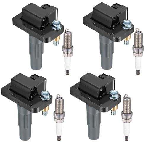 Image of 4-Pack UF665 Ignition Coils & 93893 Spark Plugs Kit Compatible with Subaru WRX (STI) 13-18, Impreza 11-14, Forester 11-13, Legacy 10-12, 2.5L H4 - Replaces 22433AA600, 22433AA601, 22433AA611