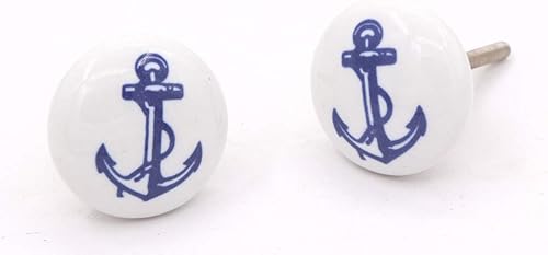 Miniatura 2 de THDC Pomo de cerámica pintada, perilla de gabinete, perilla de cajón, perilla de tocador, hecha a mano, pintada a mano, perilla vintage (juego de 6)