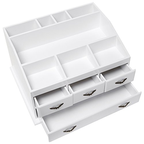 Shabby Chic White Wood 8 Trays 4 Storage Drawers Jewelry/Makeup/Cosmetics Organizer Display Rack