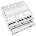MyGift 8 Compartment Shabby Chic White Wood Cosmetic Makeup Vanity Organizer Rack and 4 Storage Drawers