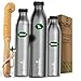 Produktbild Blockhütte Edelstahl Thermoflasche 1L I Stainless Steel Water Bottle, Thermoskanne Kohlensäure geeignet auslaufsicher, spülmaschinenfest, ideal für Sport, Wandern, Kinder - BPA-frei