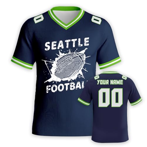 Custom Football City Jersey Shirt Rugby Element Design Personalize Your Name Number Apparel for Men Youth Women Fans Gifts S-7XL Blue-Green