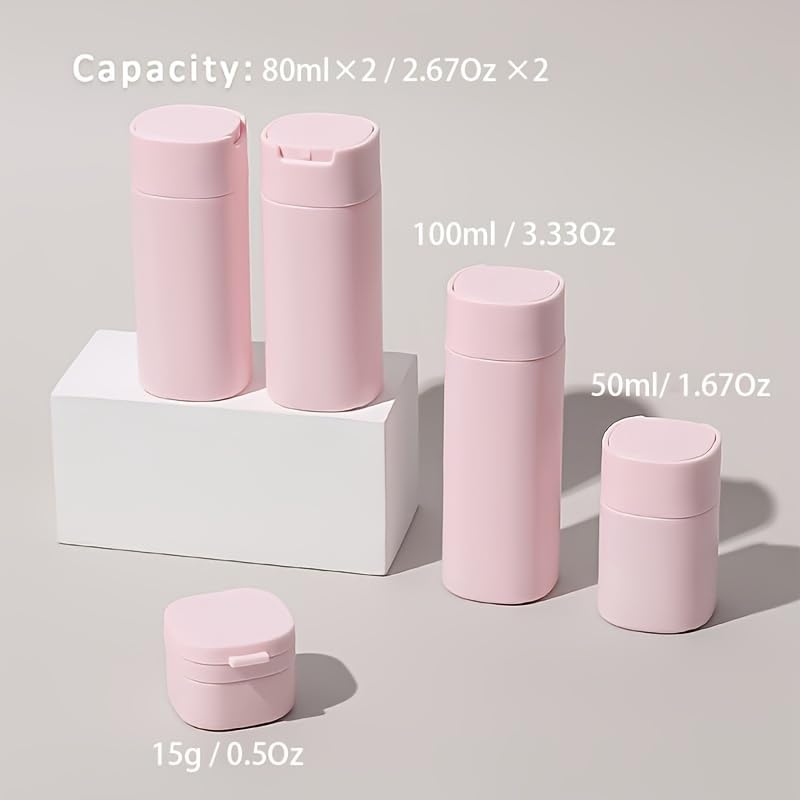 FANPOI 5pcs Travel Bottles Toiletry Containers Set, TSA Approved, Travel Essentials, Portable Travel Bottles with Clear Toiletry Bag