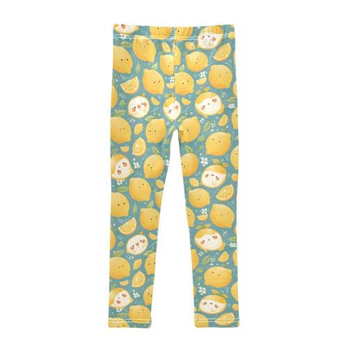 KLL Citrus Floral Colorful Lemons Girls Basic Leggings Casual Full Length Activewear Exercise2