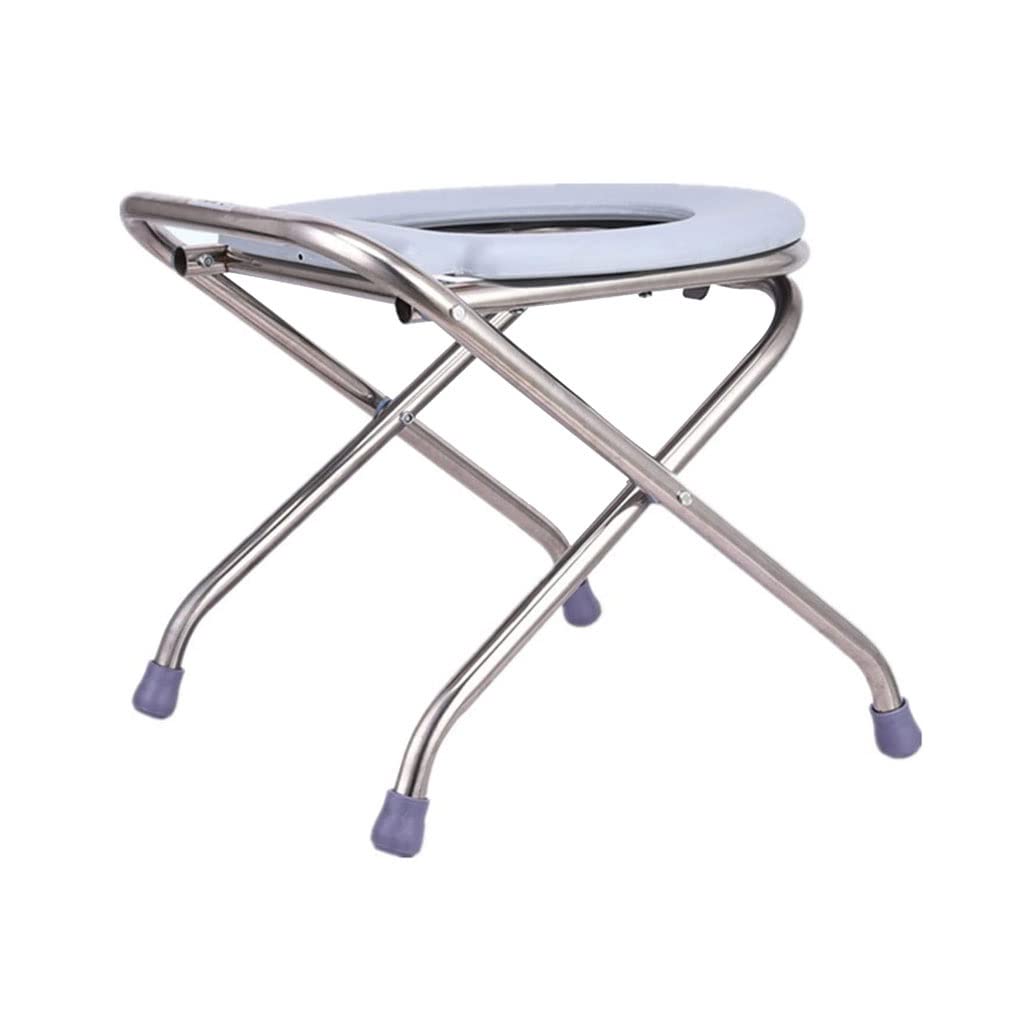 Składana Komoda/Krzesełko Pod Prysznic Przenośne osoby starsze Commode Chair Zagęszczone krzesło ze stali nierdzewnej Składane krzesło regulowane wysokość dla osób starszych kobiet w ciąży Krzesło alt