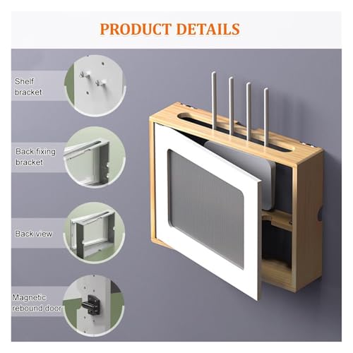 Armoire de routeur WiFi murale en bois bicolore pour masquer les câbles du modem