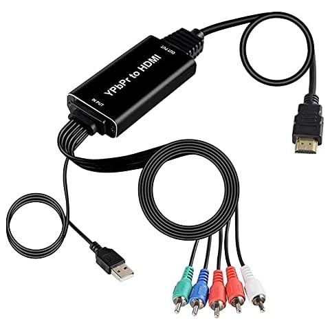 Component to HDMI Converter, YPbPr to HDMI Converter Support 1080P 4K Video Audio Adapter HDMI V1.4 for HD TV, DVD Player, Blu-ray Player, Wii, PS2, PSP Xbox 360 to HDTV Monitor Projector Cover