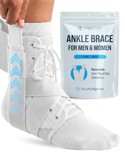 Z ATHLETICS Ankle Brace for Women & Men - Lace Up Adjustable Support with Side Stabilizers for Sprained Ankle Achilles Tendonitis Relief | Basketball Volleyball Running & Sports Recovery