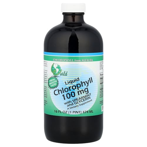 World Organics Liquid Chlorophyll Liquid with Spearmint, 16 Fluid Ounce