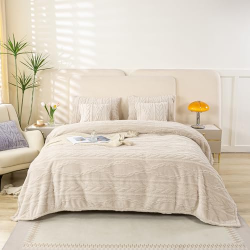 YUSOKI Queen Size Blanket Single Layer,Weight(4.4lb),370GMS-3D Stylish Design for Gift Home Decor (Linen,90"x90")
