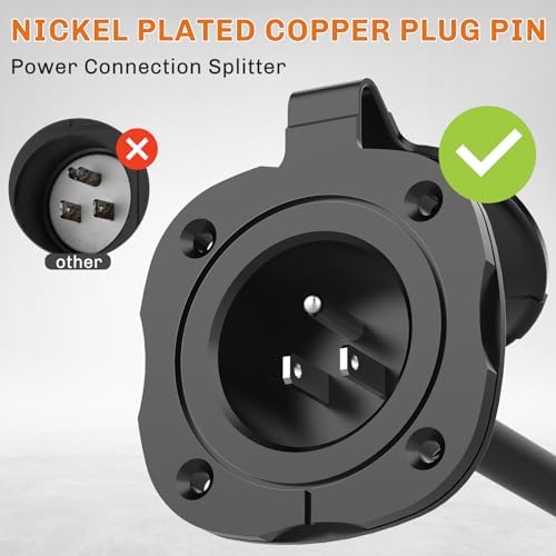 15 Amp 125V AC Power Inlet Port Plug with Integrated Dual 18" Extension Cord, NEMA 5-15 RV Flanged Inlet with Waterproof & Back Cover Y Splitter Cable, 2 Pole 3-Wire Shore Power Plug for Boat - 2