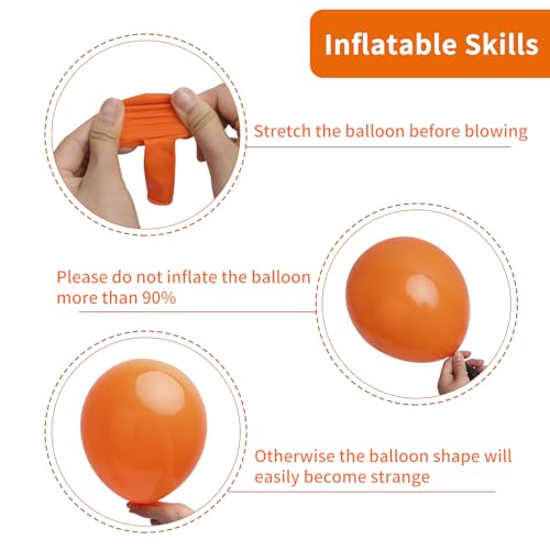 Image of RUBFAC 129pcs Orange Balloons Different Sizes 18 /12 /10 /5 Inches, Burnt Orange Fall Balloon Arch Kit Garland for Halloween Thanksgiving Party Baby Shower Birthday Decoration