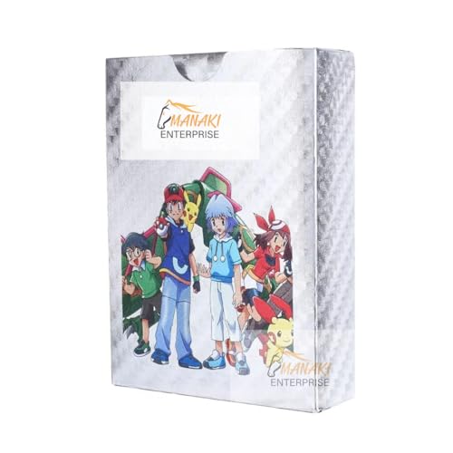 Image of MANAKI ENTERPRISE 55 Pcs Silver Foil Card Assorted Cards Tcg Deck Box - V Series Cards Vmax Gx Rare Golden Cards And Common-Rare Mystery Card(Silver) For Kids