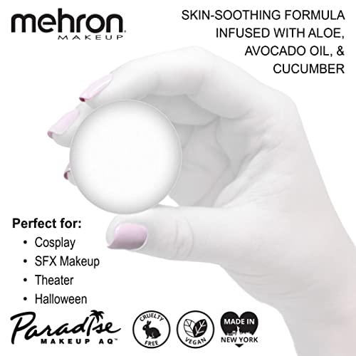 Image of Mehron Makeup Paradise Makeup AQ Refill Size | Stage & Screen, Face & Body Painting, Beauty, Cosplay, and Halloween | Water Activated Face Paint, Body Paint .25 oz (7 ml) (White)