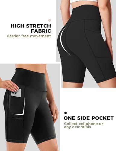 Buauty 2/3 Pack Biker Shorts Women Tummy Control with Pocket 8" High Waisted Yoga Running Workout Spandex Compression Shorts2