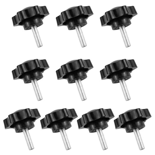 QUCUMER 10 Pcs Clamping Screws, M6 x 20mm Male Thread Knurled Clamping Knobs Plastic Head Hand Knobs Plum Hex Shaped Grips Star Grip Nuts for Machinery Lathe