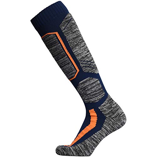 Weierya Ski Socks, Warm Knee High Performance Skiing Socks, Snowboard Socks (Navy Blue 2 Pairs, X-Large) #TOP1