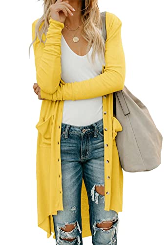 Image of Alaster Queen Women's Open Front Cardigan Button Down High Low Hem Knitted Cardigan Outwear with Pockets