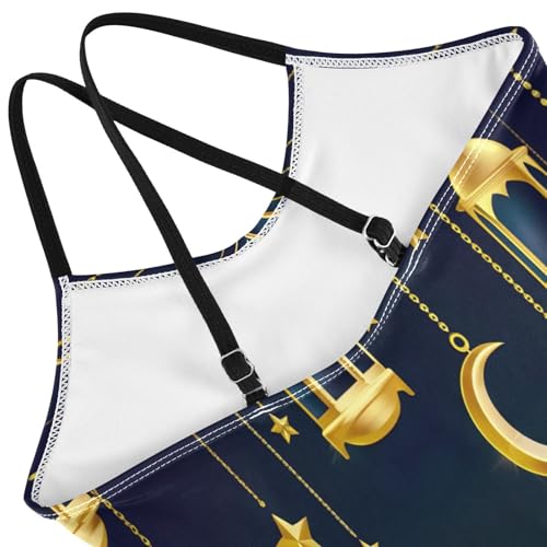 Girl Bathing Suits Beach Swimsuit Girls 3-10 Y with Adjustable Shoulder Strap, Golden Ramadan Lanterns4