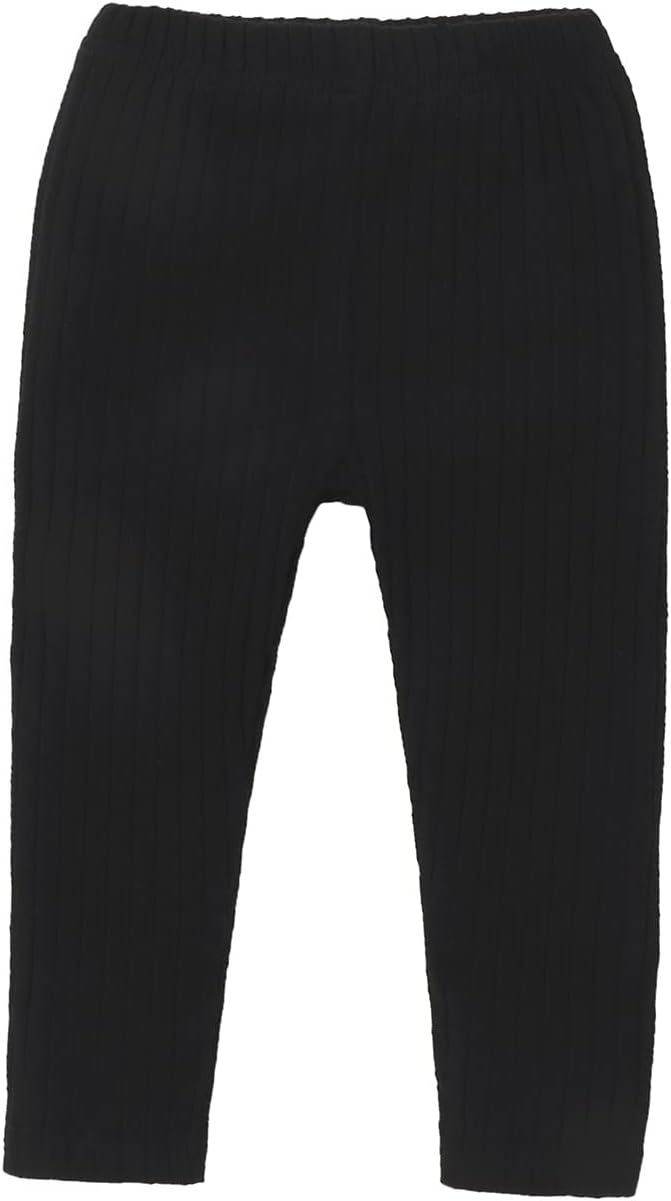 Baby Toddler Girls Boys Leggings Solid Color Elastic Waist Vertical Pattern Unisex Baby Pants 0-18 Months