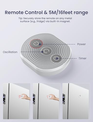 Image of 8.5-Inch Quiet Wall-Mounted Oscillation Fan with Remote & Timer, 4-Speed Adjustable for Small Bathrooms, Indoor Bedroom Cooling for RV, Adjustable Tilt, 5.92 ft Cord, Garage Cooling Fan for Home