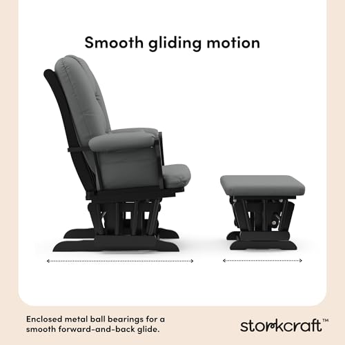 Image of Storkcraft Tuscany Glider and Ottoman with Lumbar Pillow, Black /Gray