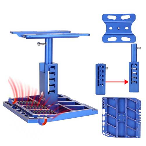 Image of RC Car Work Stand 360 Switch Rotation - 5 Levels Height Lift RC Transmitter Stand for 1 /8 1 /10 1 /12 1 /16 1 /18 RC Car TRX4 TRX4M Upgrades-Blue