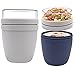Termos pappa neonati, 2 Set di Porta pappa termico neonati, Thermos alimenti caldi 600ml, Contenitore termico per alimenti per Cereali al Latte Microonde (Navy+Grigio)