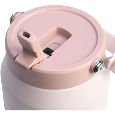 إبريق ستانلي IceFlow 2.0 Flip Straw بمقبض 64 أونصة | تويست على الغطاء وقش الوجه | مانعة للتسرب للسفر والرياضة | الفولاذ المقاوم للصدأ المعزول | خالي من مادة BPA | روز كوارتز