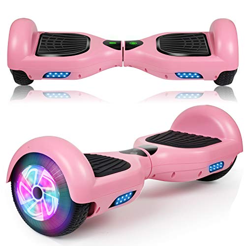 FLYING-ANT Hoverboard with Bluetooth and Light, 6.5 Inch Hoverboard for Kids(E-Pink)