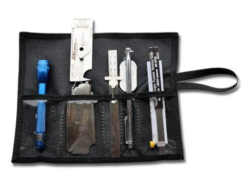 G.A.L. Gage Co. 12P Welders Inspection Tool Kit, Wrap-Around Pocket Pouch with Hi-Lo Gage, Fillet Weld Gages, Telescoping Oval Mirror, Flashlight and Chrome Rule, GAL-12P