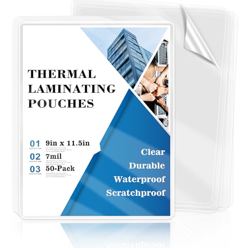 Image of 50 Pack 8.5x11inch 7mil Letter Size Laminating Sheets Thermal Laminating Pouches Paper Laminator Sheets File Card Laminator Pouches 8.5x11inch for Permits Cards File Photos