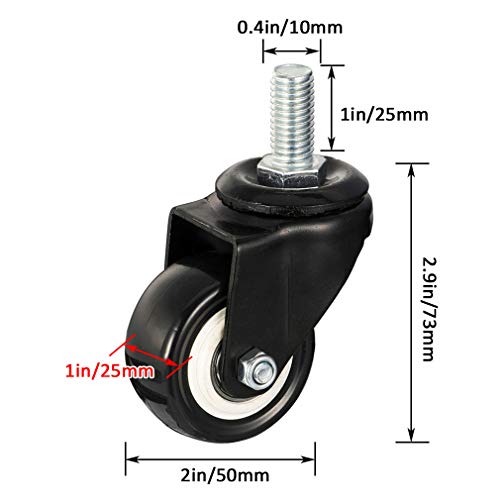 Roulettes pivotantes robustes de 2 pouces support tige filetée - 7