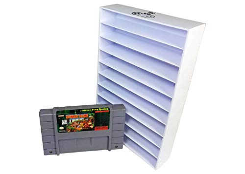 Image of Collector Craft, White, SNES Compatible Cartridge Holder, Holds 10 Games, Clutter Reducing, Retro Video Game Collection, Works with Super Nintendo Entertainment System NTSC and PAL Cartridges