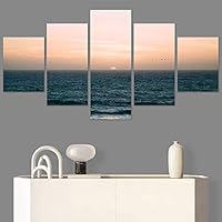 SIGNWIN 5 Panel Canvas Wall Art Landscape Ocean for Home Decorations Ready to Hang - 60