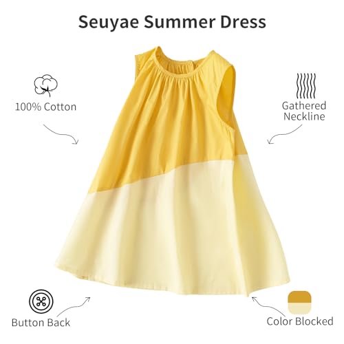 Baby Girls Summer Sleeveless A Line Dress Cotton Color Block Beach Sundress3
