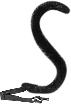 80cm Plush Faux Fur Tail Long Animal Tails Furry Fox Tail Halloween Cosplay Tail Cat Costume Tail Fancy Dress Tail Carnival Party Supplies Black