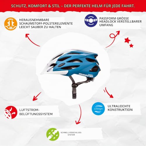 meteor® Marven Fahrradhelm Herren Damen Kinder-Helm MTB rollerhelm mädchen kinderfahrradhelm für Downhill rennradhelm Mountainbike Inliner… – Ansicht 2