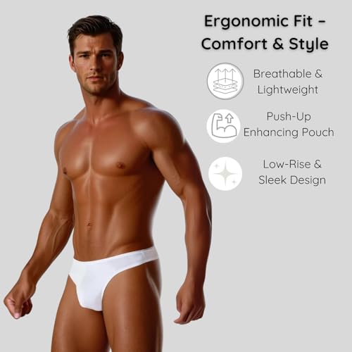 X2 Men's Thong Underwear – Ultra-Light, Push-Up Enhancing Pouch, Low-Rise, Soft & Stretchy2