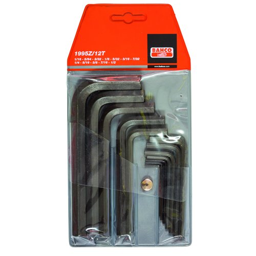 Bahco 1995Z/12T BH1995Z/12T Hexagon Offset Screwdriver Set Imperial Sizes, Black, Set of 12 Pieces