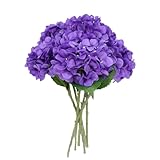 COLMOXY 6 Pcs Purple Hydrangea Artificial Flowers Bouquets, Silk Hydrangea Heads with Thick Stems, Faux Hydrangeas Bulk Home Wedding Party Table Decoration (Pack of 6, Nature Blue)